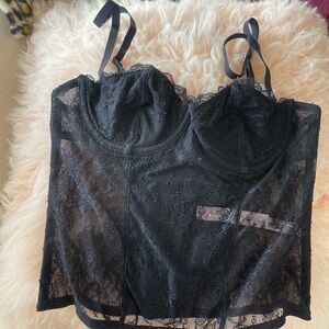 Urban Outfitters Black Lace Corset Top